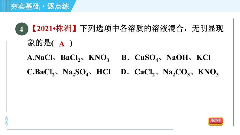 鲁教五四版九年级全一册化学 第3单元 3.3.2 纯碱的化学性质及复分解反应的实质 习题课件08