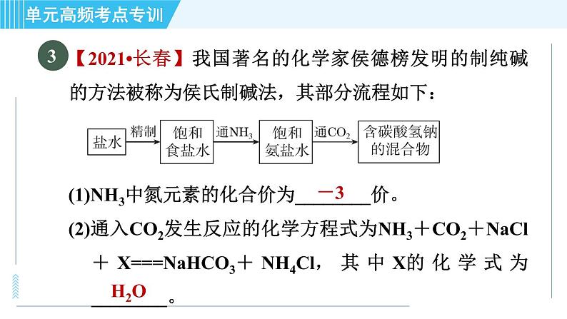 鲁教五四版九年级全一册化学 第3单元 单元高频考点专训 习题课件07