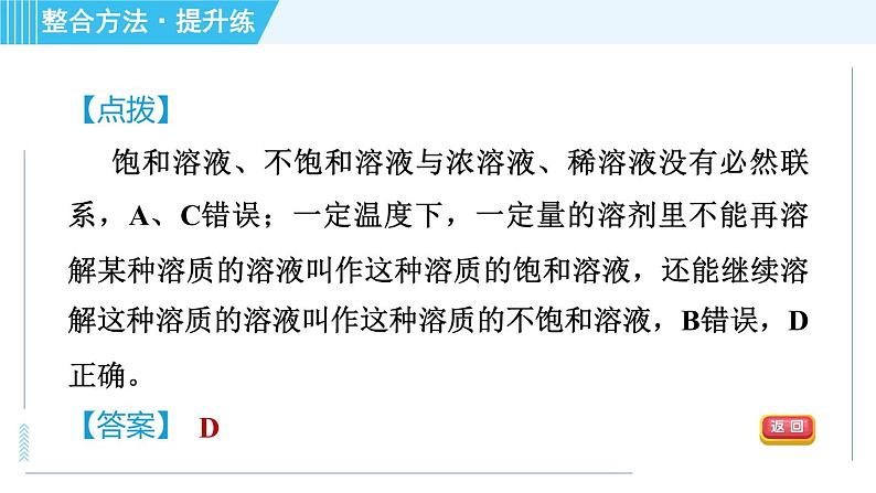 鲁教五四版九年级全一册化学 第1单元 1.1.2 饱和溶液与不饱和溶液 习题课件05