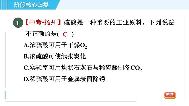 鲁教五四版九年级全一册化学 第2单元 专训 酸和碱的性质 习题课件03