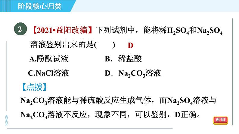 鲁教五四版九年级全一册化学 第2单元 专训 酸和碱的性质 习题课件04