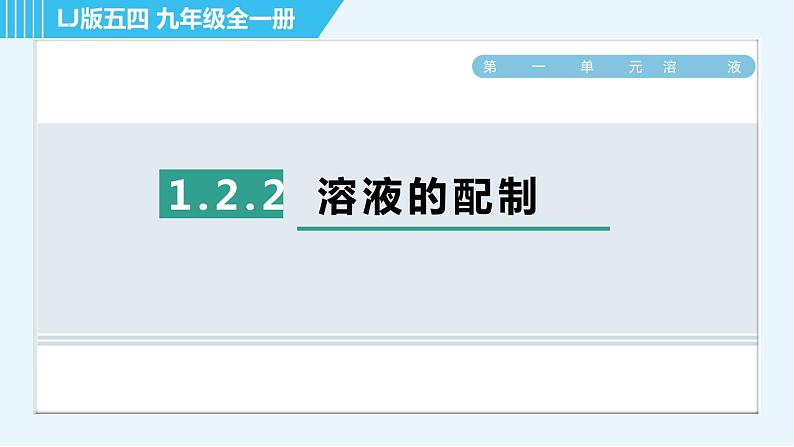 鲁教五四版九年级全一册化学 第1单元 1.2.2 溶液的配制 习题课件第1页