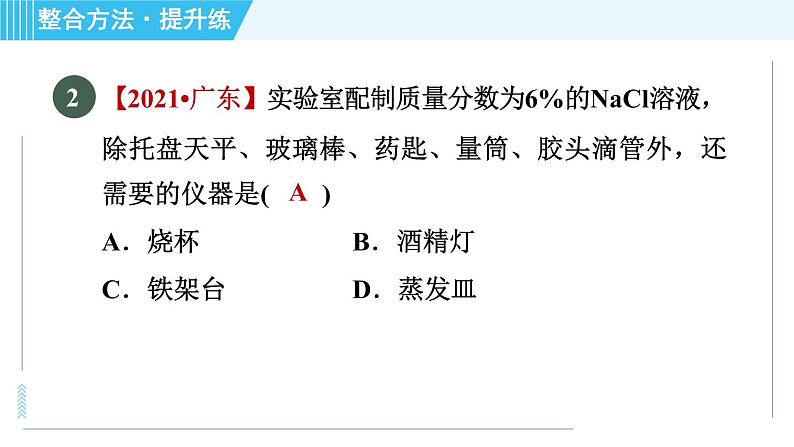 鲁教五四版九年级全一册化学 第1单元 1.2.2 溶液的配制 习题课件第5页