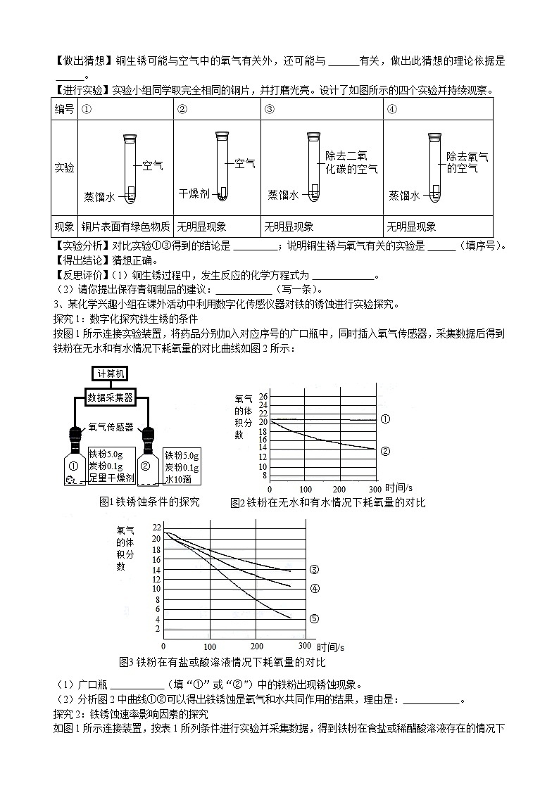 2022年安徽省合肥市中考化学第一轮复习专题训练金属锈蚀条件的探究第2页