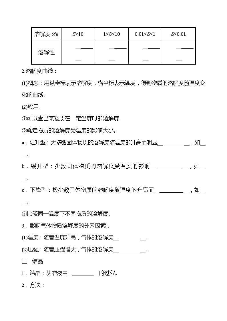 第6章 第3节 物质的溶解性 学案（学生版）—2020-2021学年九年级化学沪教版下册第2页