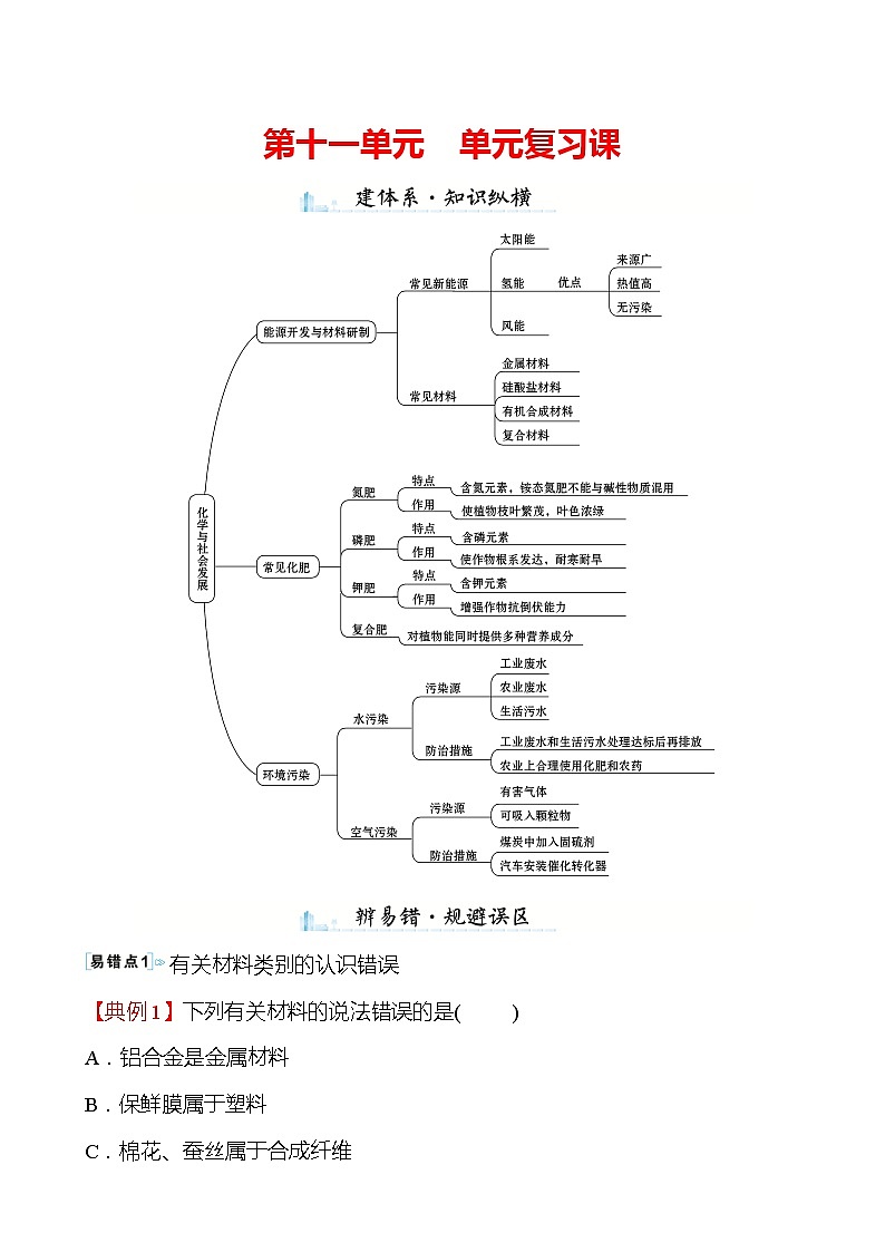第十一单元　单元复习课 学案—2020-2021学年九年级化学鲁教版下册01