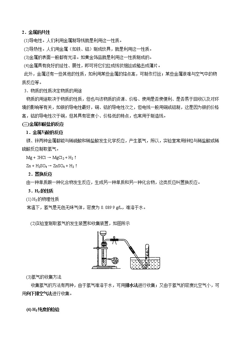 6.1 奇光异彩的金属 同步教案 初中化学沪教版（上海）九年级第二学期（2022年）第2页