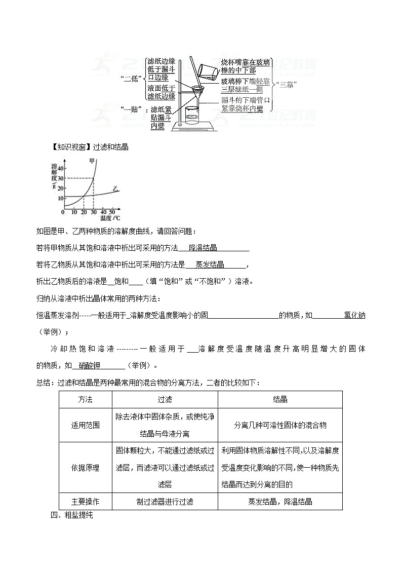 7.4 结晶现象 同步学案 初中化学科粤版九年级下册（2022年）02