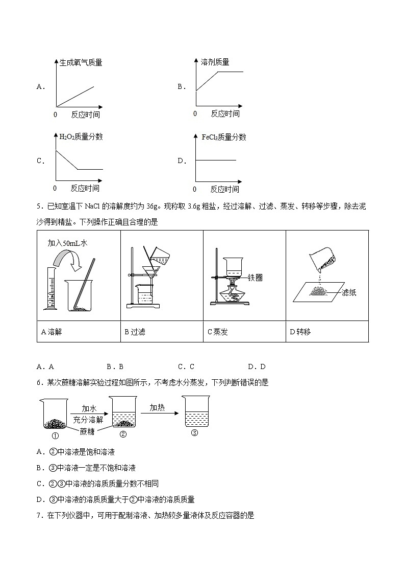 第6章溶解现象检测题-2021-2022学年九年级化学沪教版（全国）下册（word版 含答案）第2页