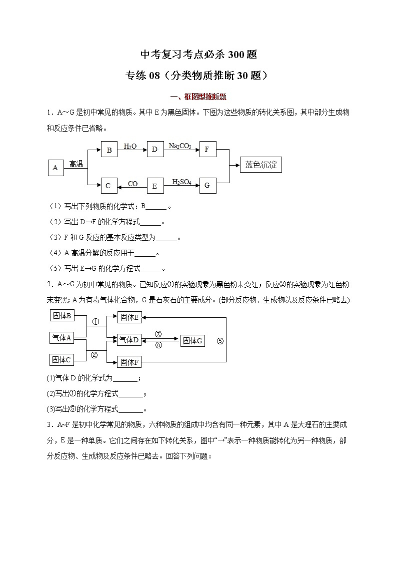 专练08（分类物质推断30题）-（原卷版）第1页