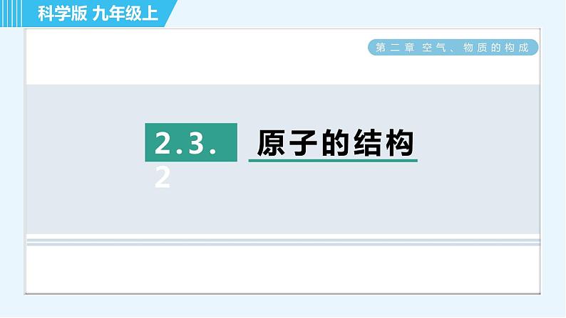 科学版九年级上册化学 第2章 2.3.2 原子的结构 习题课件第1页