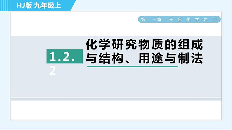 沪教版九年级上册化学 第1章 1.2.2 化学研究物质的组成与结构、用途与制法 习题课件第1页