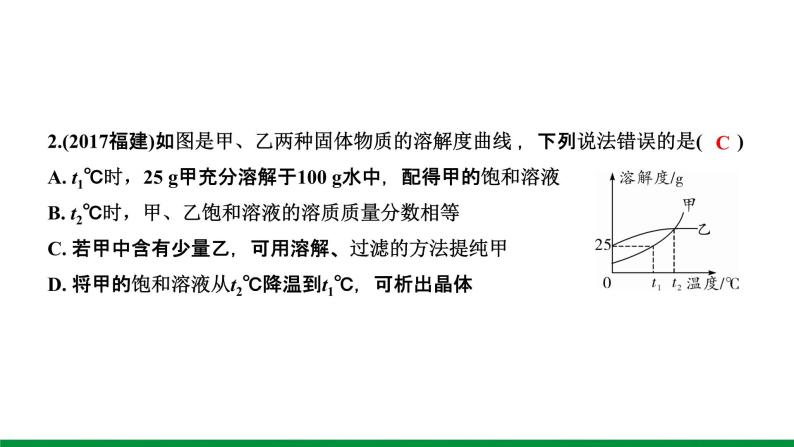 2022版中考化学大一轮培优训练及课件微专题2 溶解度曲线及其应用课件08