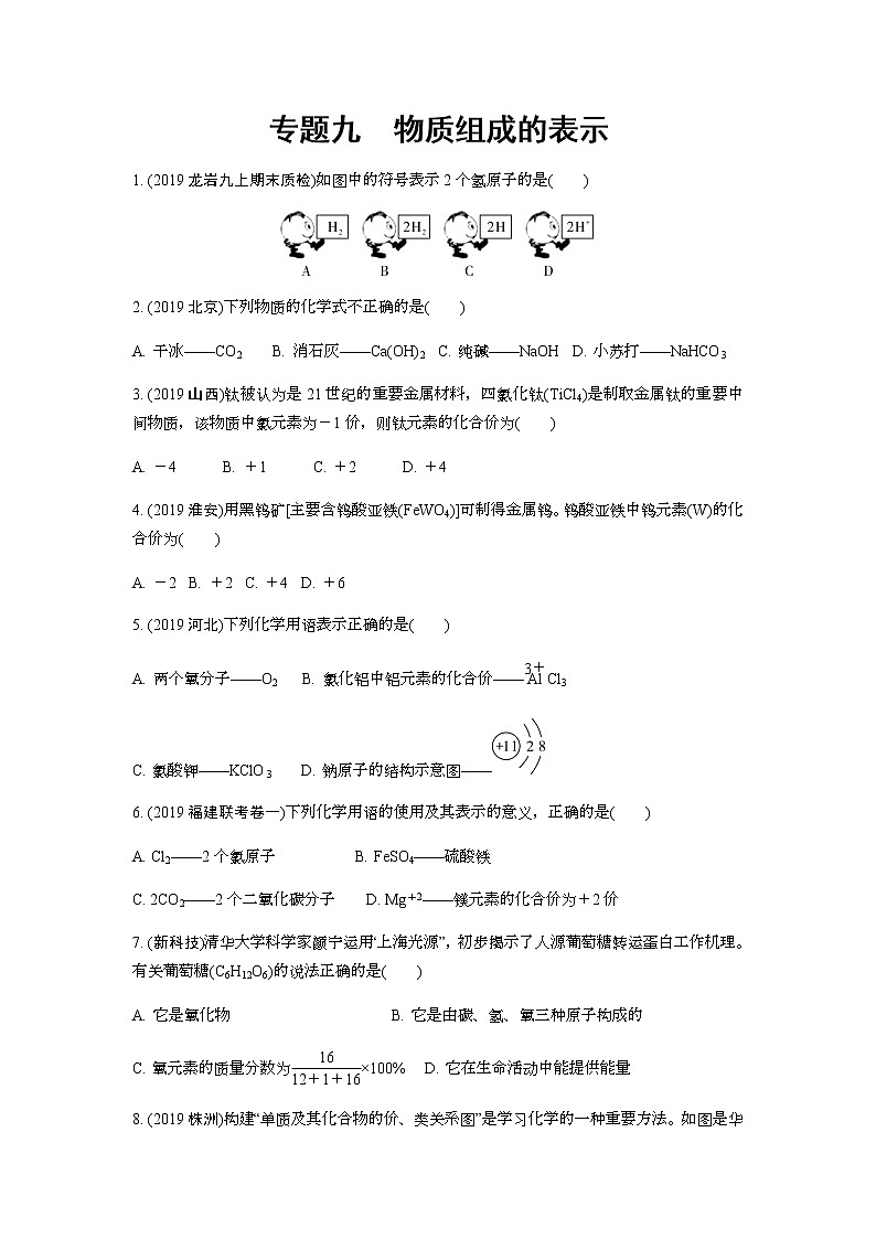 2022版中考化学大一轮培优训练及课件专题九 物质组成的表示第1页