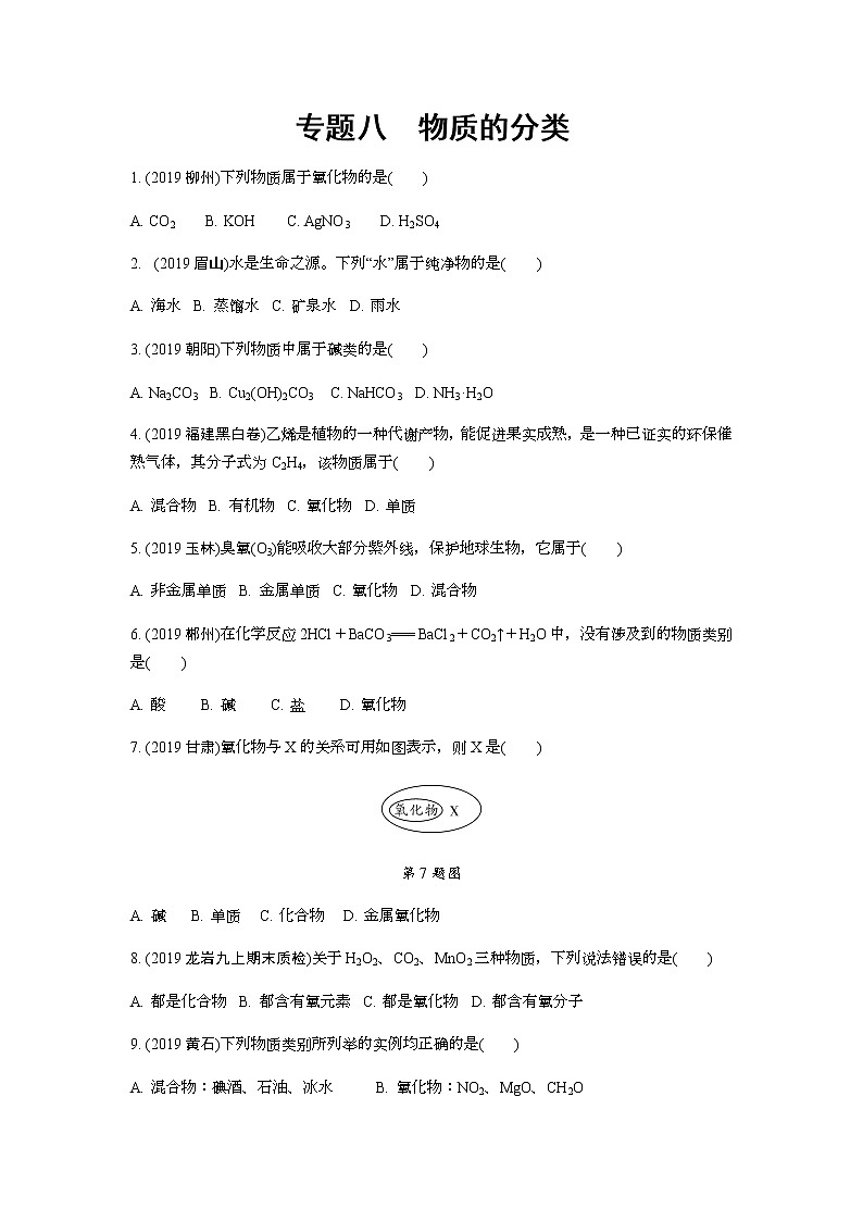 2022版中考化学大一轮培优训练及课件专题八 物质的分类第1页