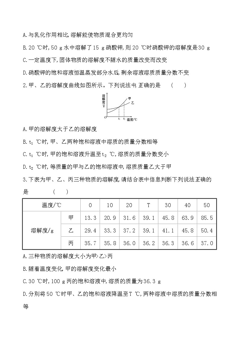 2022版初中化学考前第一篇 必考点5溶解度曲线及其应用配套word练习题第2页