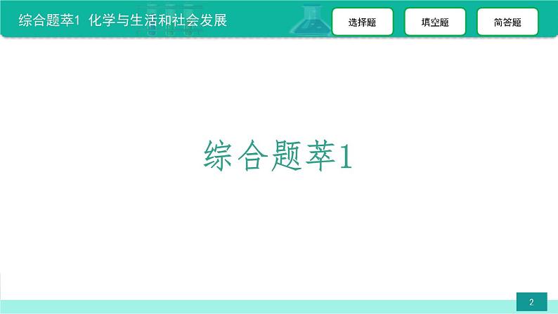 综合题萃1 化学与生活和社会发展-备战2022年中考化学二轮复习热点难点专题精品课件第2页