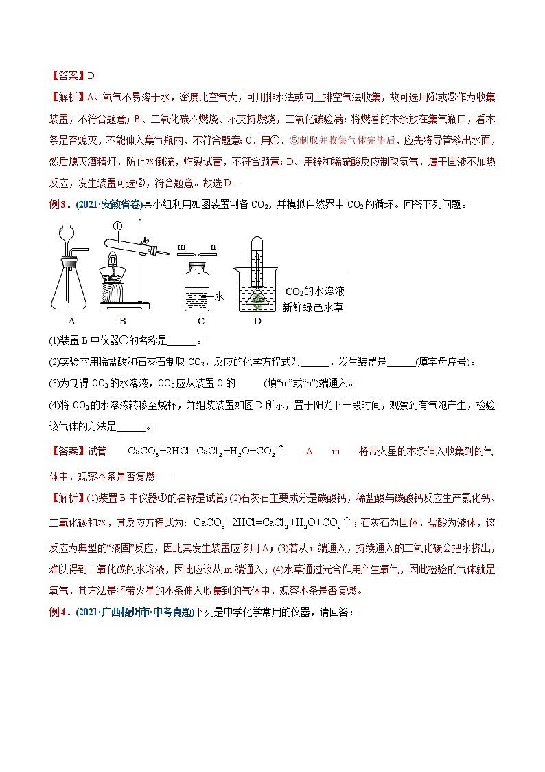 专题11  实验室制取二氧化碳（重点、难点）-备战2022年中考化学一轮复习考点微专题02