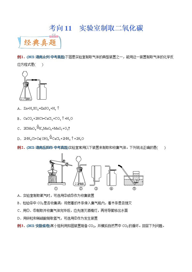 专题11  实验室制取二氧化碳（重点、难点）-备战2022年中考化学一轮复习考点微专题01