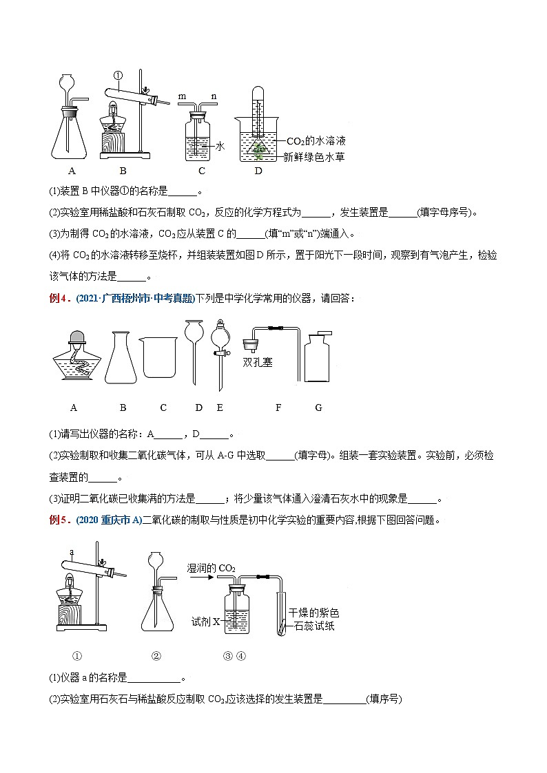 专题11  实验室制取二氧化碳（重点、难点）-备战2022年中考化学一轮复习考点微专题02