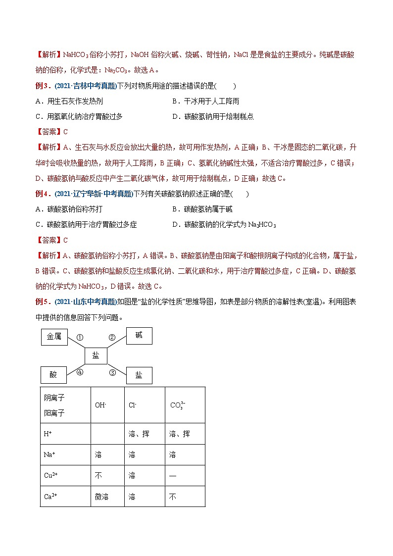 专题20  几种常见的盐（重点、难点）-备战2022年中考化学一轮复习考点微专题 （教师版含解析）第2页