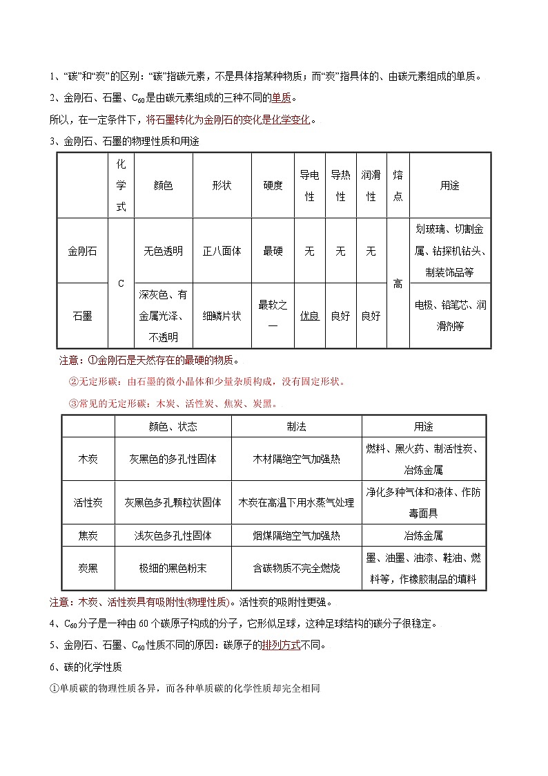 专题10  碳和碳的氧化物（重点、难点）-备战2022年中考化学一轮复习考点微专题 （学生版）第3页