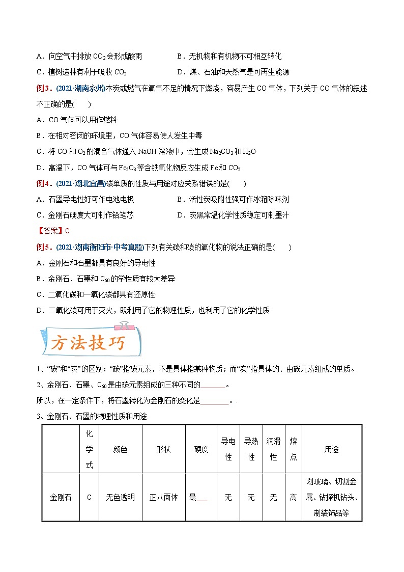 专题10  碳和碳的氧化物（重点、难点）-备战2022年中考化学一轮复习考点微专题 （教师版含解析）第2页