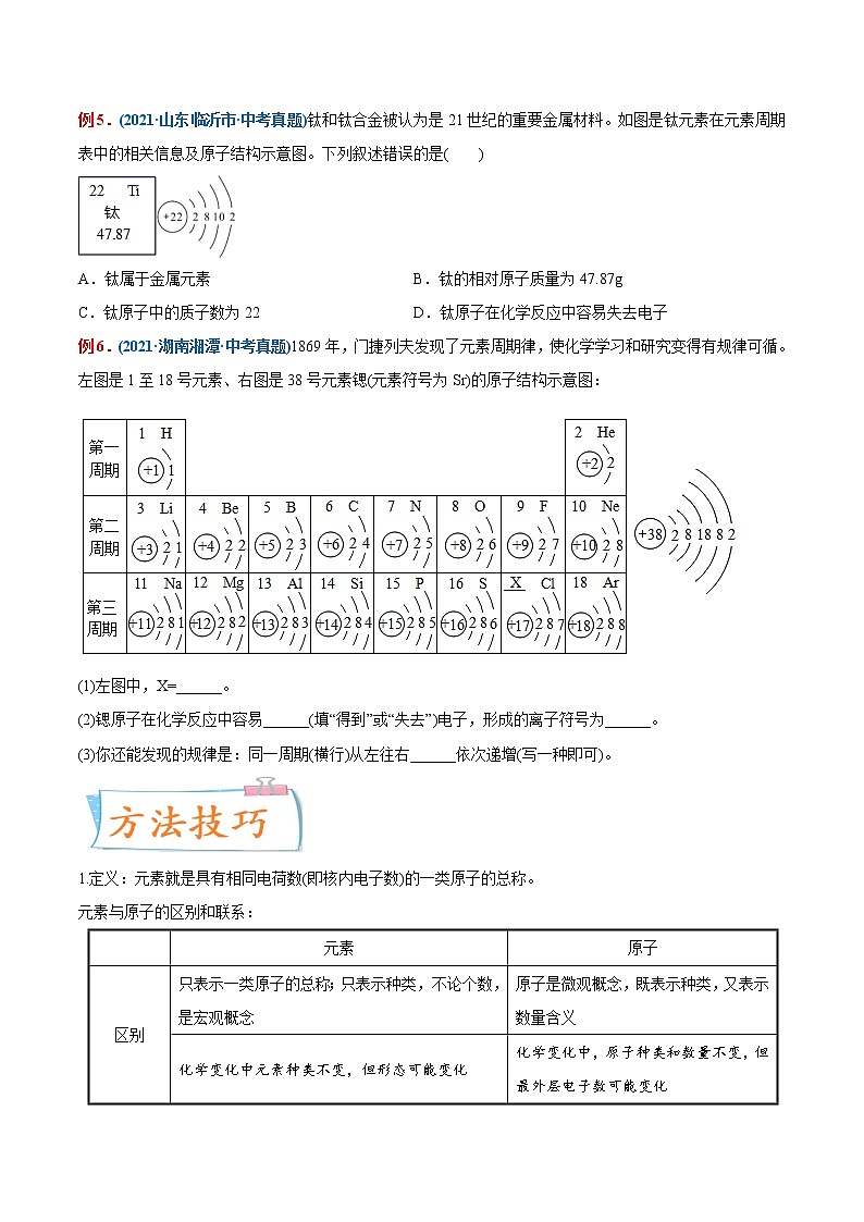 专题26  元素、元素周期表（重点、难点）-备战2022年中考化学一轮复习考点微专题 （学生版）第2页