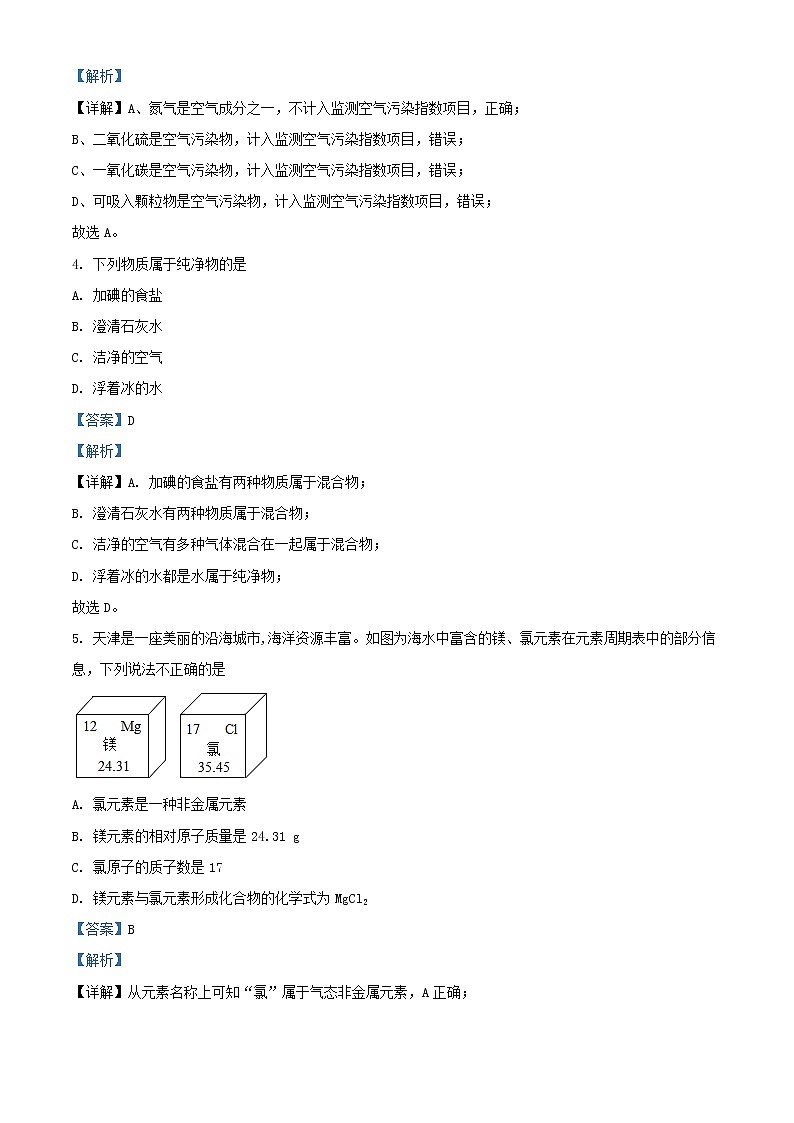 2020年云南省昭通市中考一模化学试题02