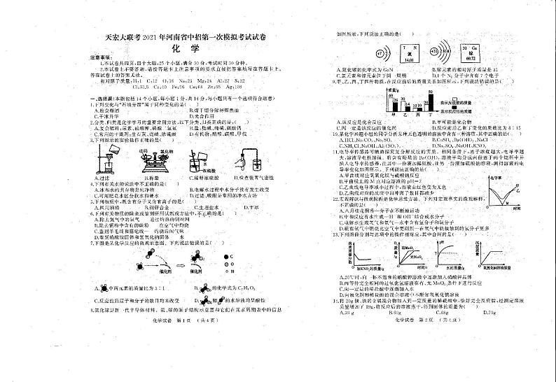 2021年河南省（驻马店市） 中招第一次模拟考试化学试题01