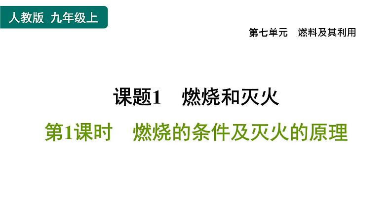 人教版九年级上册化学 第7单元 7.1.1燃烧的条件及灭火的原理 习题课件第1页