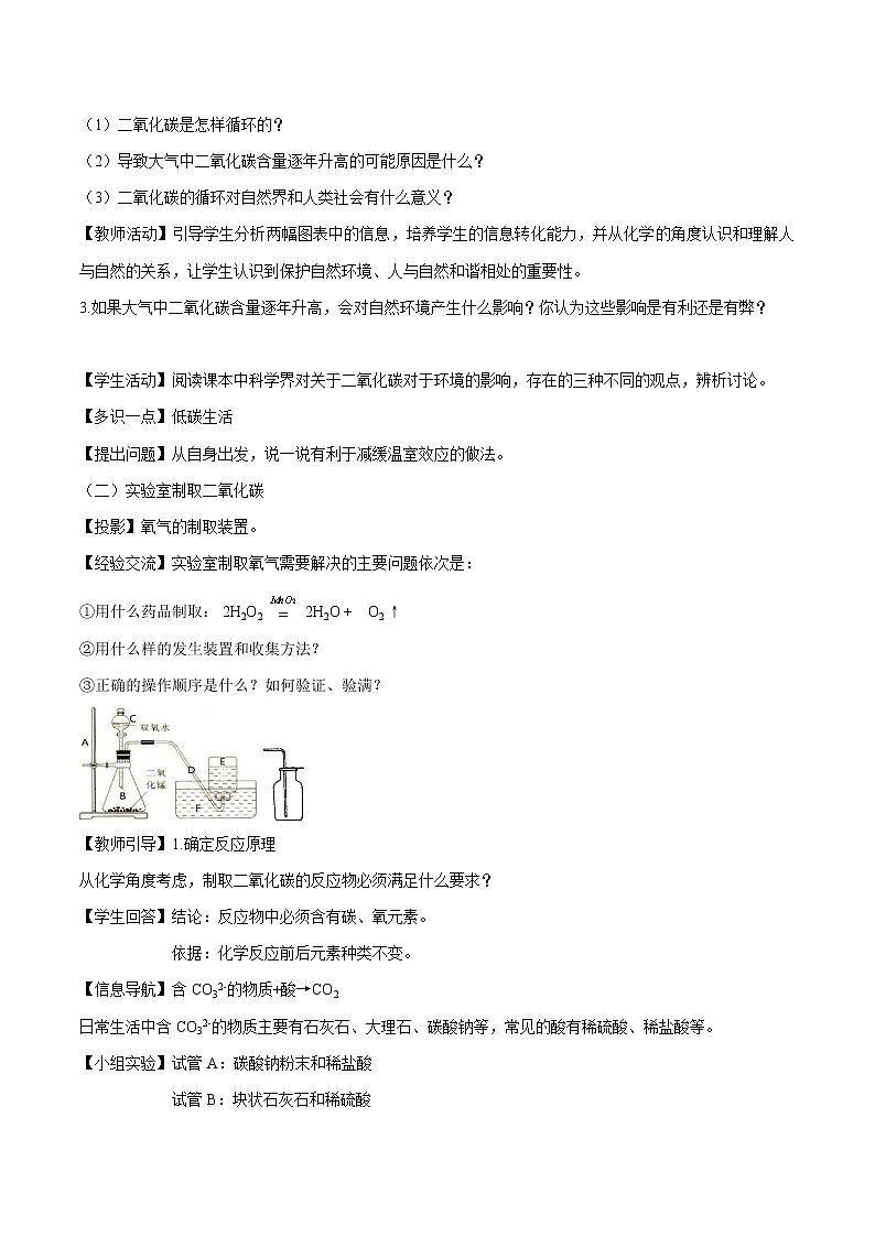 6.3 大自然中的二氧化碳 课时1 同步教案 初中化学鲁教版（五四学制）八年级全一册（2022年）第2页