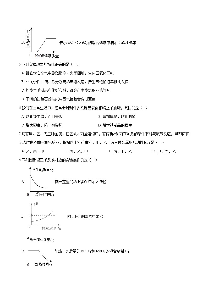 第四单元 金属 单元检测 同步习题 初中化学鲁教版（五四学制）九年级全一册（2022年）第2页