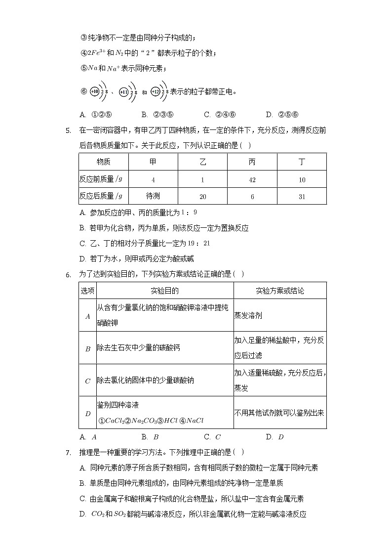 2022年湖北省随州市中考化学模拟试卷（二）（word版含答案）第2页