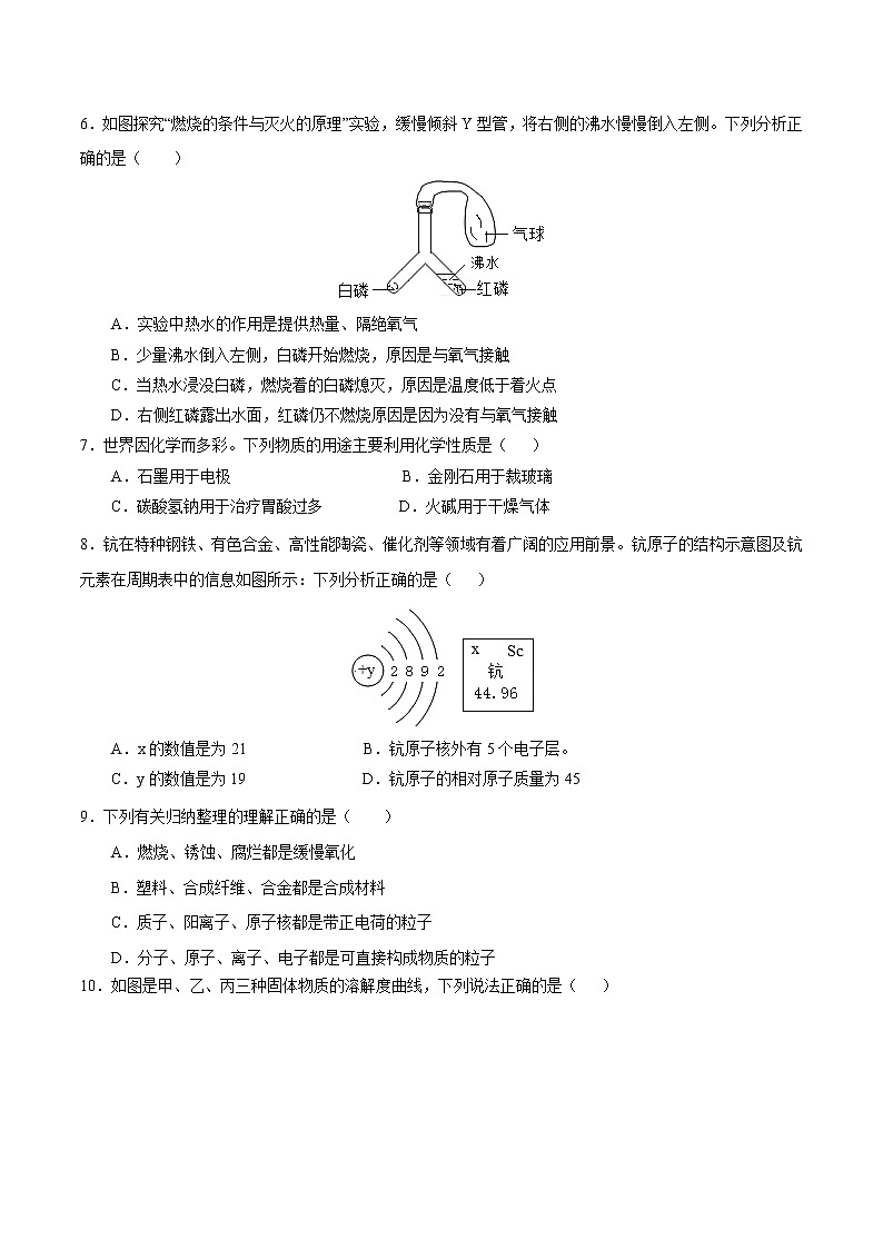 （江西卷）2022年中考化学第一次模拟考试（A4考试版）第2页