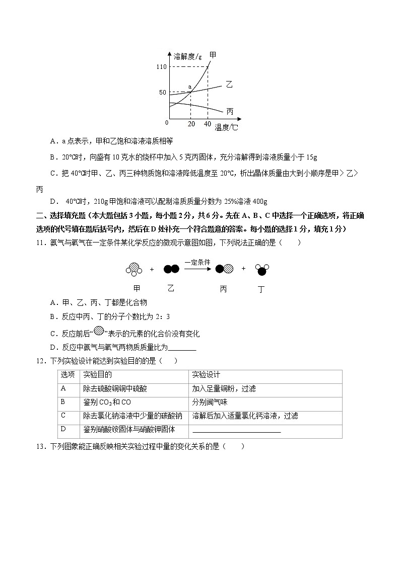 （江西卷）2022年中考化学第一次模拟考试（A4考试版）第3页