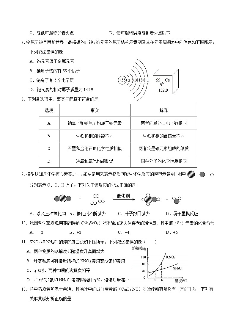 （广东卷）2022年中考化学第一次模拟考试（A4考试版）第2页