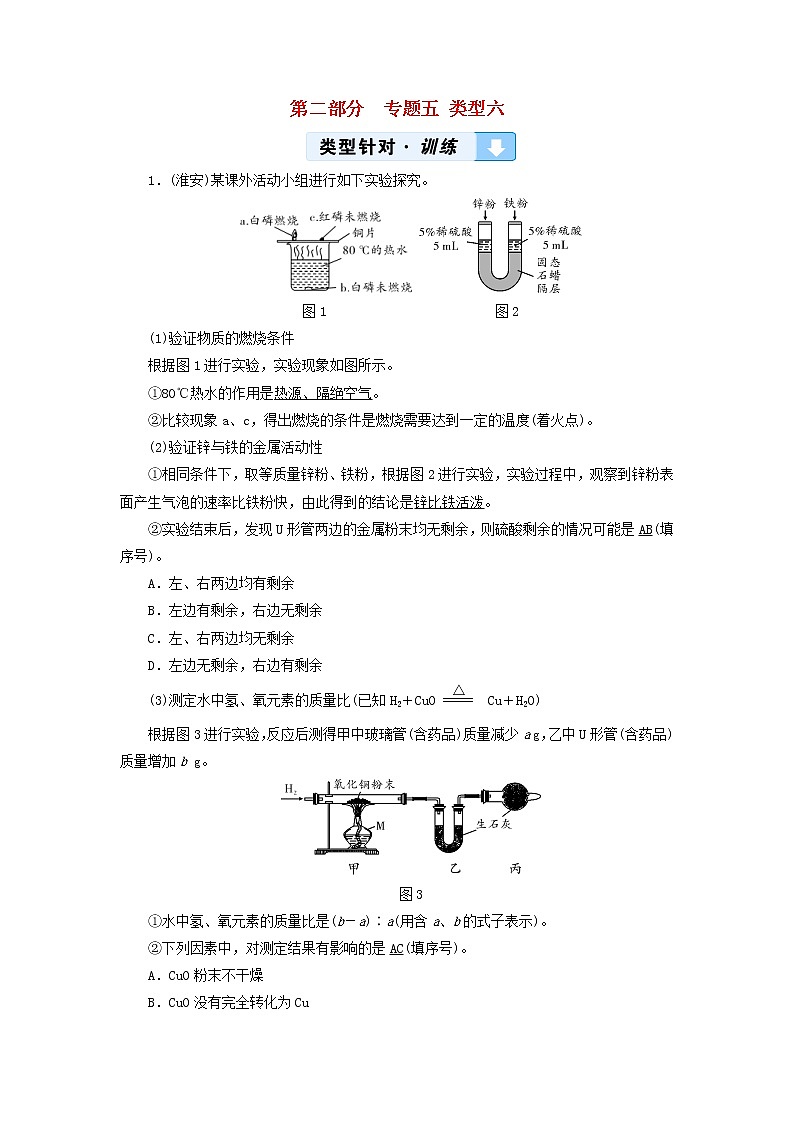 中考化学二轮专题综合强化专题5《实验探究题类型6》精炼卷（含答案）01