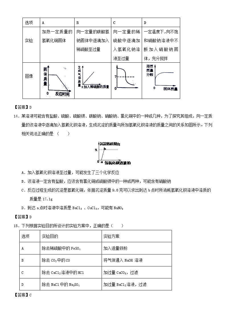 (通用版)中考化学一轮复习考点测试卷《生活中的的盐及粗盐的提纯》(含答案)第3页