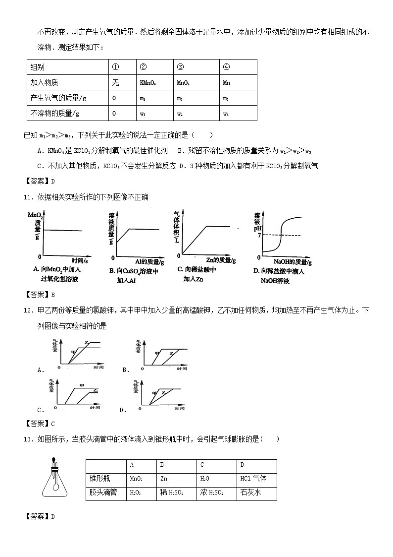 (通用版)中考化学一轮复习考点测试卷《氧气的制取及性质》(含答案)第3页