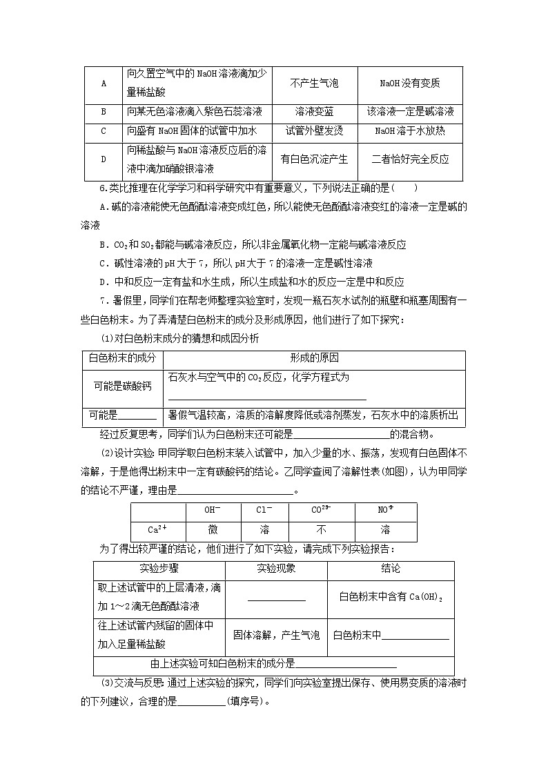(通用版)中考化学一轮复习课时14《常见的碱中和反应》优化训练题（含答案）第2页