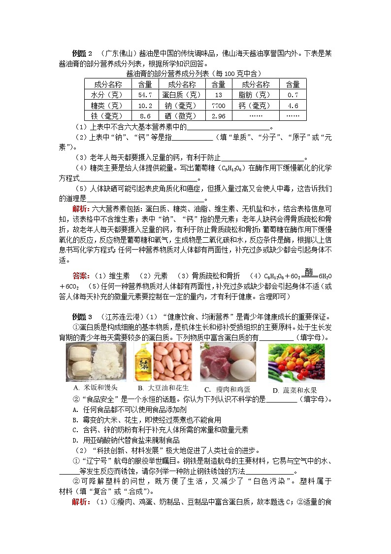 (通用版)中考化学二轮重难点易错点复习讲与练《简析化学与生活》(含详解)第3页
