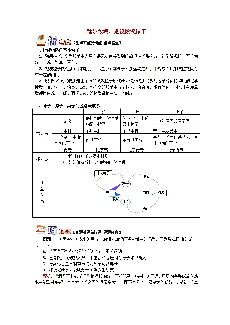 (通用版)中考化学二轮重难点易错点复习讲与练《踏步微观透视微观粒子》(含详解)第1页