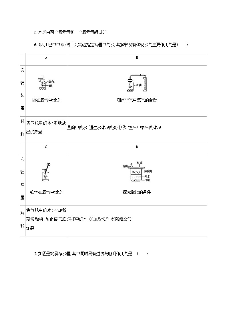 (通用版)中考化学一轮复习基础过关02《探秘水世界》练习(含答案)第3页