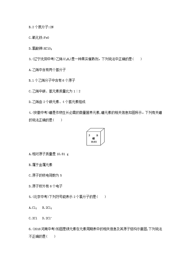 (通用版)中考化学一轮复习基础过关04《物质构成的奥秘第2课时物质组成的表示》练习(含答案)第2页