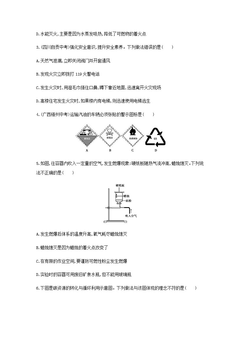 (通用版)中考化学一轮复习基础过关07《燃烧与燃料第1课时燃烧与灭火化石燃料的利用》练习(含答案)第2页