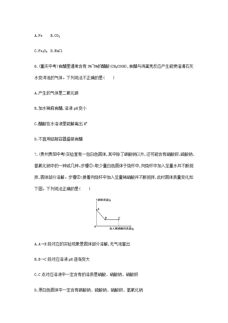 (通用版)中考化学一轮复习基础过关15《常见的酸和碱第2课时溶液的酸碱性酸碱中和反应》练习(含答案)03