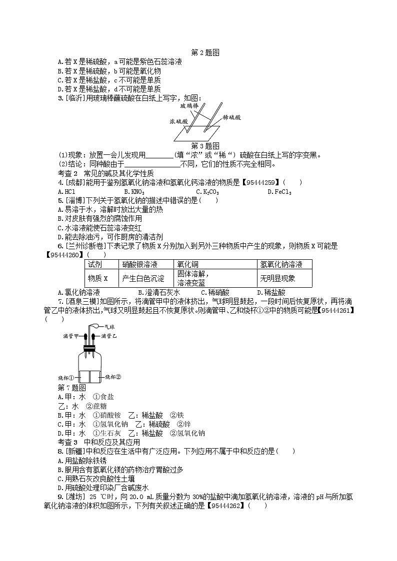 中考化学一轮复习考点精选练第7讲《酸和碱》（含答案）第3页