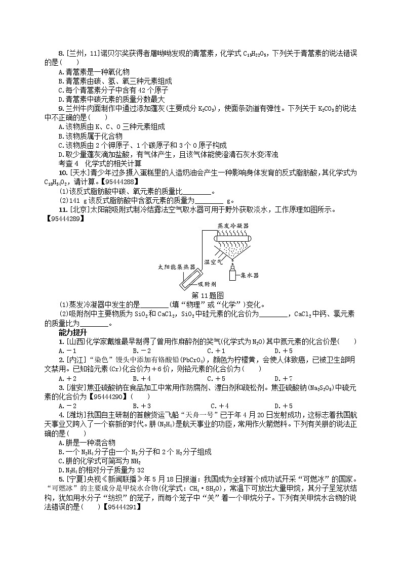 中考化学一轮复习考点精选练第11讲《物质组成的表示》（含答案）第3页