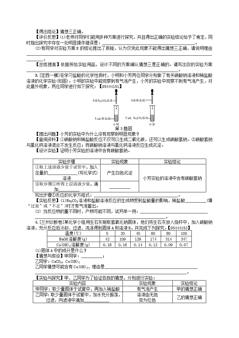 中考化学一轮复习考点精选练专题六《探究型实验》（含答案）02